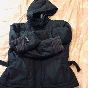 Rare DKNY Active  Puffer Down Hooded Black Jacket